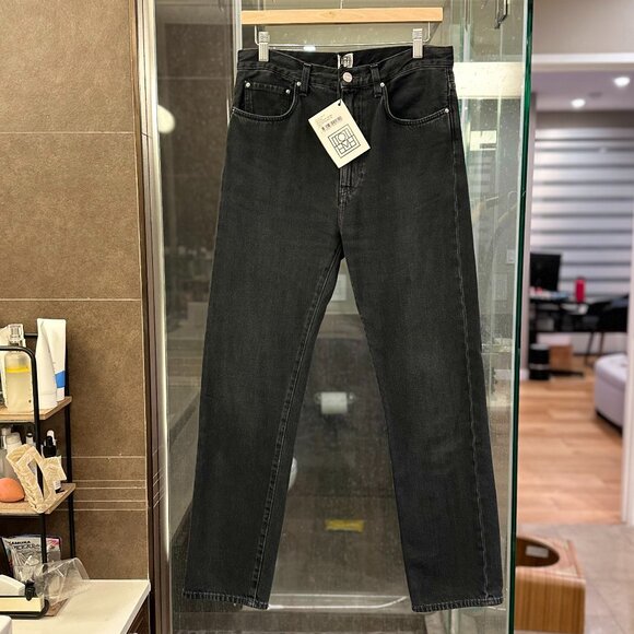 TOTEME Faded Cotton Regular-Fit Straight-Leg Denim Jeans (Vintage Black) - Picture 6 of 16